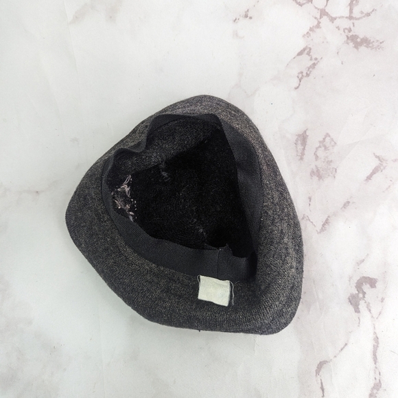 Vintage Hat Bucket Womens Gray Floppy Felted Embroidered Floral Pink - Picture 8 of 9